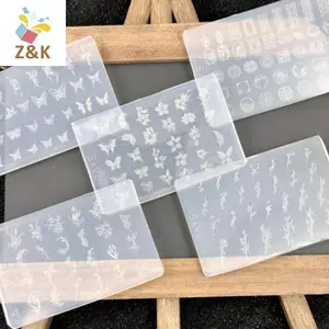 ZK Hoa 3D Silicone Móng Tay Nghệ Thuật Khuôn DIY Vintage Hoa Khung Thiết Kế Hoa Trong Suốt Cứu Trợ Bản Mẫu Dụng Cụ Làm Móng Tay VN