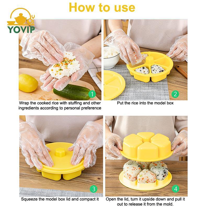 YOVIP 6 trong 1 Khoang Tam Giác Khuôn Sushi Máy Làm Cơm Máy Làm Sushi Khôngsti Dụng Cụ Nhà Bếp Hộp Bento Đồ Dùng Bữa Ăn Cho Rong Biển Cilantro Cơm Bóng VN