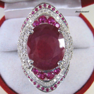 Cửa hàng tốt nhất| Lấp Lánh Kẻ Sọc Giả Đá Ruby Nhẫn Đính Hôn Nữ Món Quà Trang Sức