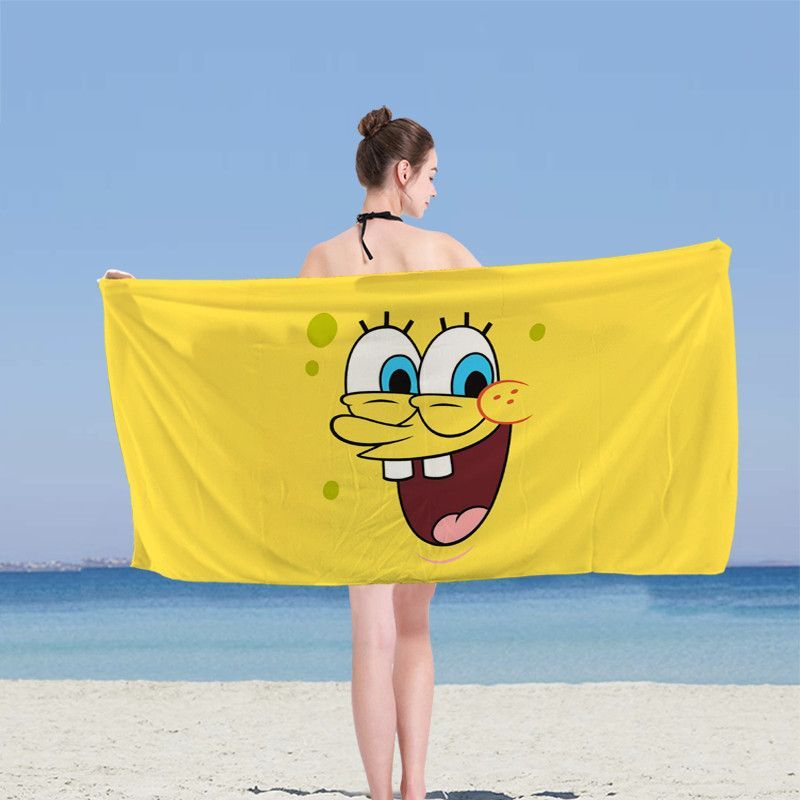 Khăn tắm hoạt hình SpongeBob SquarePants cỡ lớn, dùng ngoài trời, đi biển và gia đình