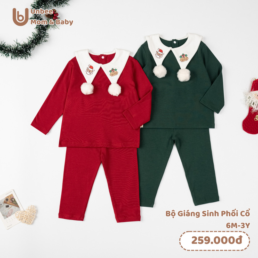 [HỎA TỐC] Set đồ noel cho bé trai bé gái Unbee chất nỉ modal lông mềm mịn - Quần áo giáng sinh cho bé