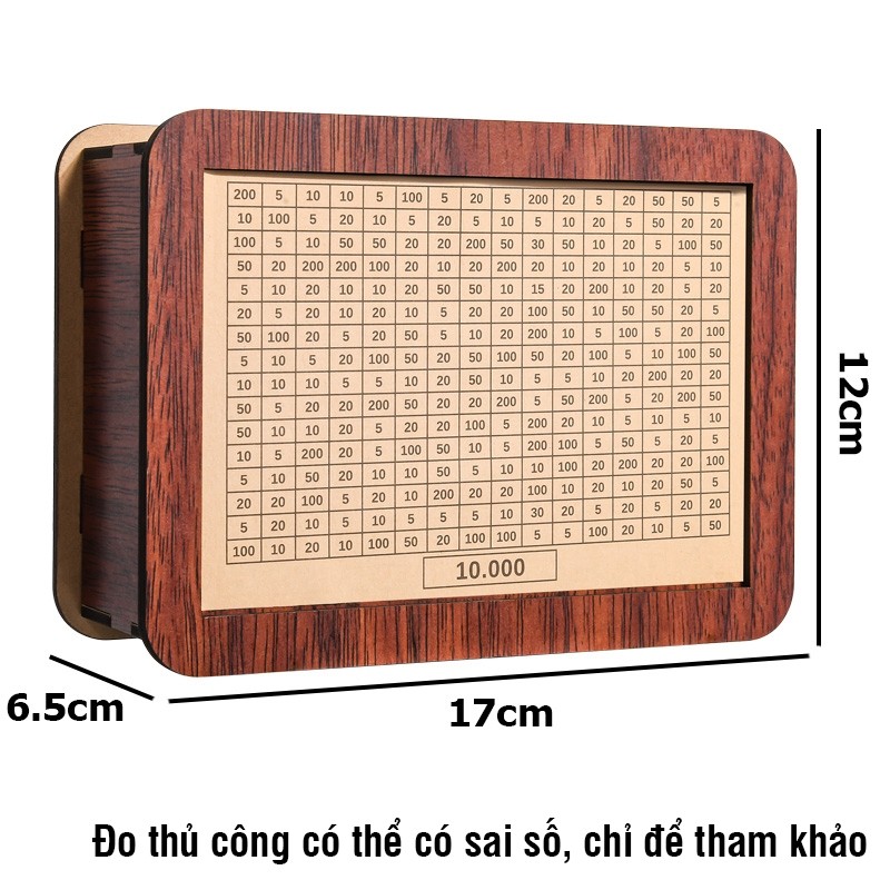 Hộp gỗ tiết kiệm tiền theo mục tiêu – Ống đựng tiền giấy & tiền xu chắc chắn, tiện lợi, dễ sử dụng
