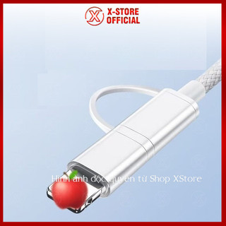 Cáp sạc 2 đầu Type C và LN, dây sạc nhanh PD 60W bọc dù, sạc cho điện thoại thông minh - DSCTC+L