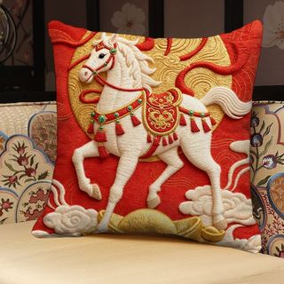 Năm Mới Của Ngựa Gối Năm Mới Trang Trí Lễ Hội Đỏ Gối Hoa Nhà Siêu Mềm Sofa Gối 26.1.28