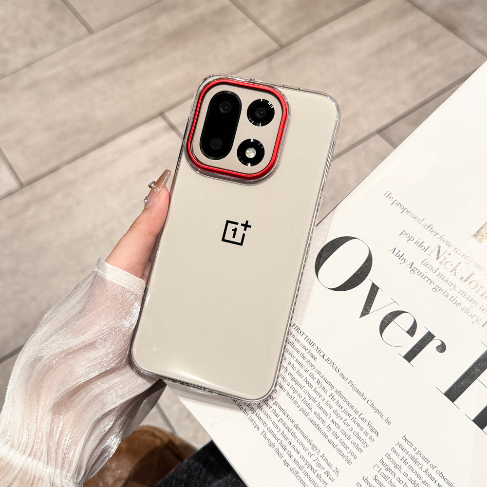 Dành Cho Oneplus 15 Màu Vận Chuyển Series Trong Suốt Vòng Tròn Đỏ Cứng Ốp Lưng Nước Chống Trơn Trượt Họa Tiết Điện Thoại