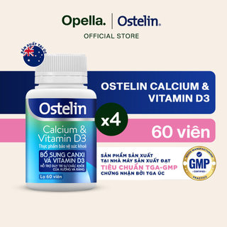 Bộ 4 Ostelin Viên Uống Hỗ Trợ Bổ Sung Calcium & Vitamin D3 Duy Trì Chắc Khỏe Xương và Răng 60 viên