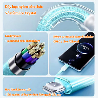 Cáp sạc nhanh 120W Type-C iPhone dây bện nylon siêu bền cho iPhone 11 12 13 14 15 16 17 Samsung Xiaomi OPPO Vivo