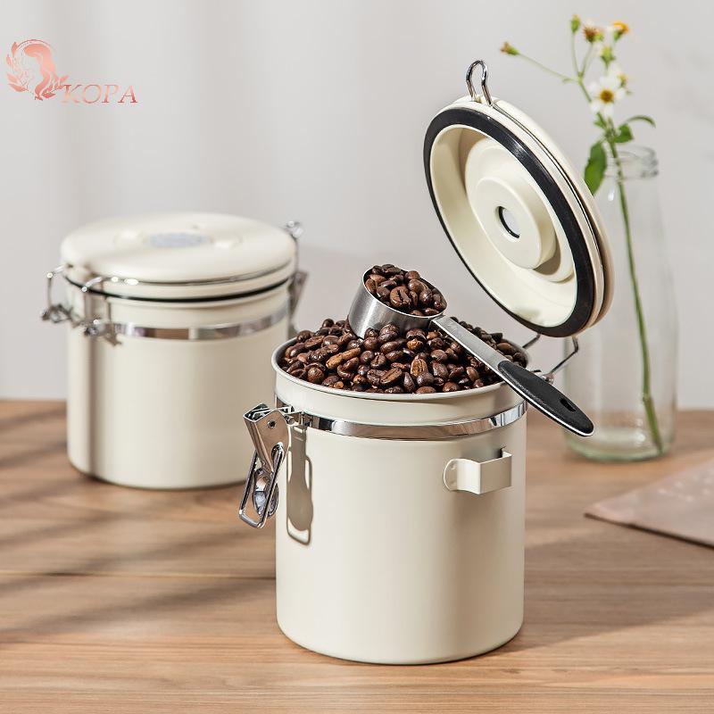 Hộp đựng cà phê bằng thép không gỉ KOPA 1.2-1.8L có theo dõi ngày & Muỗng VN