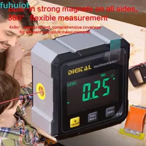 Máy đo góc hiển thị FUHUIOT, Máy đo độ hút bốn mặt, Máy đo góc chính xác nhỏ gọn 360 độ di động Laser cấp điện tử