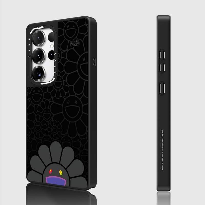Ốp lưng CASECASE X SMILE (ĐEN) Vỏ hút từ tính bằng gương đen mờ cho Samsung Galaxy S26 S25 S24 S23 Ultra Plus Mặt sau cứng có hộp khắc logo