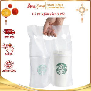 Túi PE Ngăn Vách 2 Cốc Dày Dặn, Giải Pháp Đóng Gói Gọn Gàng Cho Đồ Uống Mang Đi