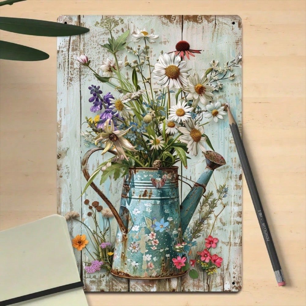 CIFbuy Vintage Farmhouse Kim Loại Trang Trí Tường Xanh Tưới Cây Có Thể Thiết Kế Hoa Mộc Mạc Trong Nhà Ngoài Trời Treo Nghệ Thuật