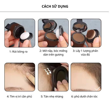 【48h】Bột che khuyết điểm tóc nhiều màu, phù hợp với các màu tóc khác nhau, chỉ cần chấm lên vùng da đầu cần che phủ.
