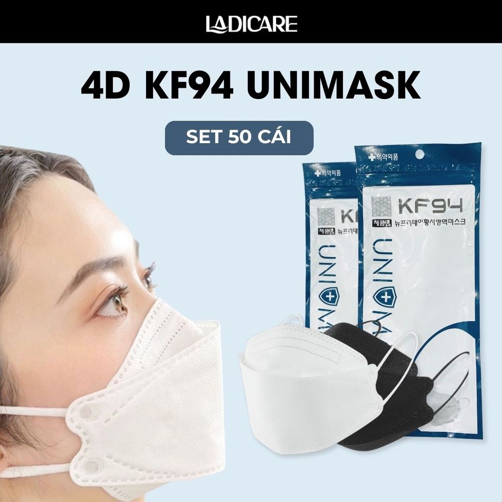 [SET 50 Cái] Khẩu trang KF94 UNI MASK 4 lớp kháng khuẩn, kiểu dáng 4D chống bụi mịn tia uv