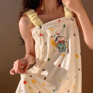 Crayon Shin-Chan Khăn Tắm Dễ Thương Váy Tắm San Hô Lông Cừu Trưởng Thành Tắm Mặc Được Khăn Lớn Mũ Sấy Tóc Nữ Bộ Ba Mảnh Khăn