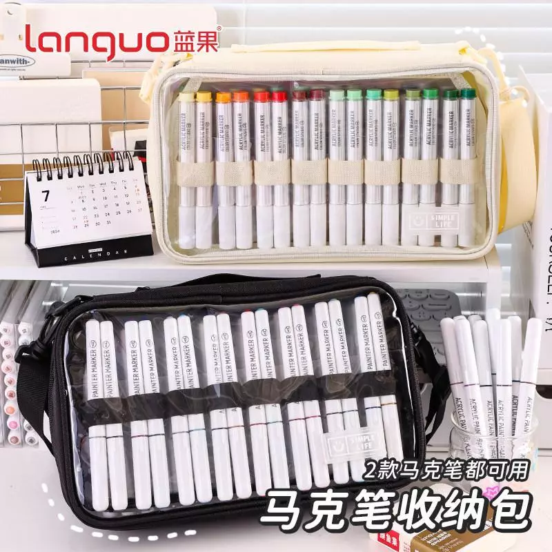 Dung Tích Lớn Trong Suốt Bút Đánh Dấu Túi Bảo Quản Di Động Nghệ Thuật Đeo Ngang Túi Cầm Tay Học Sinh