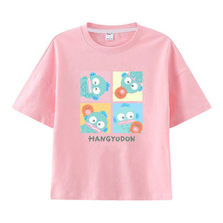 Áo thun in hình hoạt hình bốn mặt, một mặt, họa tiết cá hề Hanton với nhiều biểu cảm khác nhau, phong cách thường ngày.