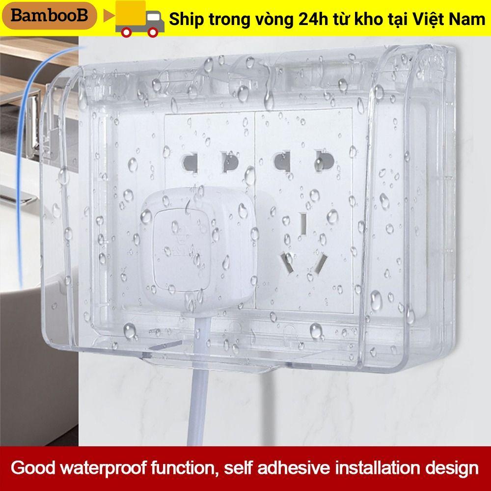 Vỏ bảo vệ công tắc BAMBOOB, Hộp chống nước ổ cắm treo tường tự dính, Nguồn cung cấp ổ cắm điện loại 86 Vỏ cắm điện bằng nhựa Phòng tắm