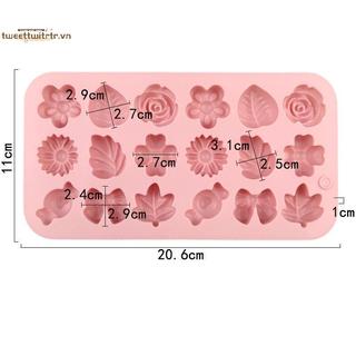 TRTR 18Holes 3D Khuôn Silicon Hoa Cúc Thiết Kế Hoa Tulip Thạch Đá Pudding Xà Phòng Fondant Chocolate Trang Trí Bánh Dụng Cụ Nướng Lá VN