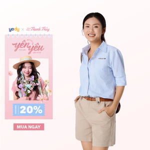 Áo sơ mi nữ YODY tay lỡ kẻ sọc vải cotton mềm mại WCSH25F220