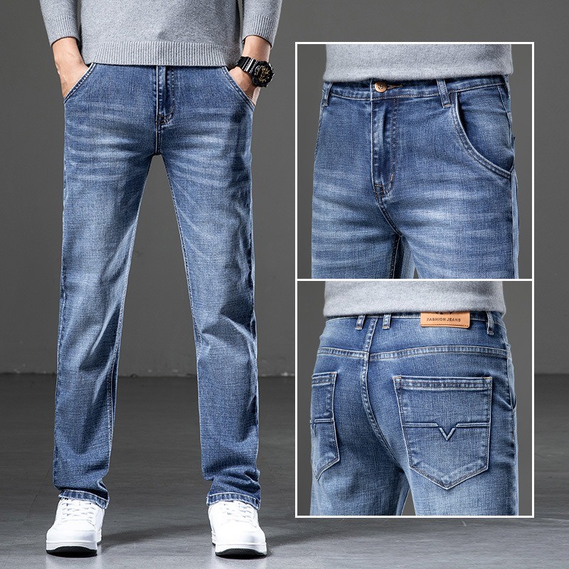 Quần Jean Co Giãn Thẳng Nam Cao Cấp Thường Ngày Công Sở Quần Mặc Và Hợp Thời Trang