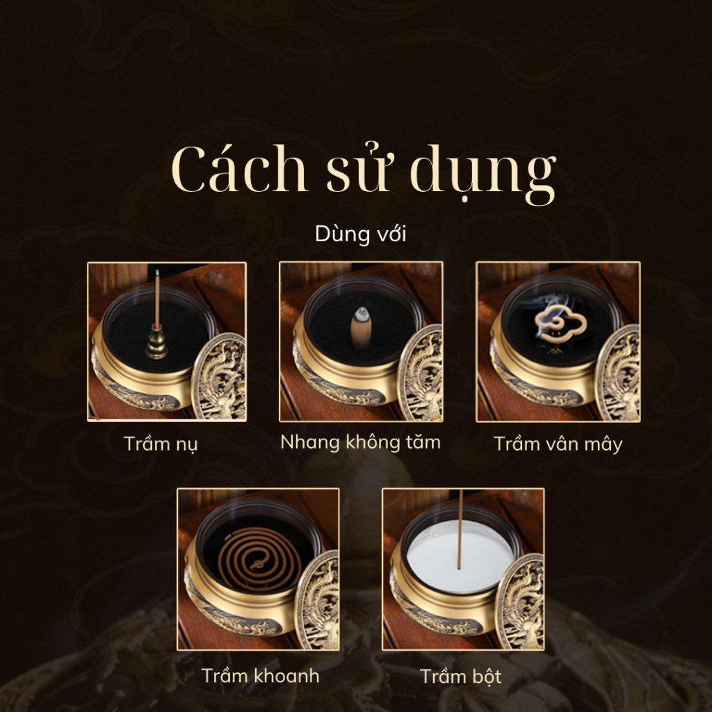 【COD】Lư xông trầm hoa sen bằng đồng cao cấp, chịu nhiệt tốt, kèm lót bông chống cháy an toàn khi sử dụng lâu dài.