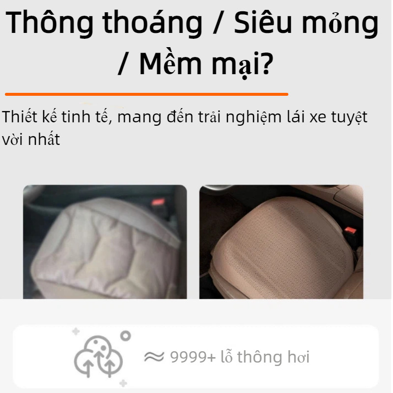 Lót ghế ô tô da đục lỗ siêu thoáng mát,chống mài mòn, không dính bụi, dễ vệ sinh, dùng bốn mùa