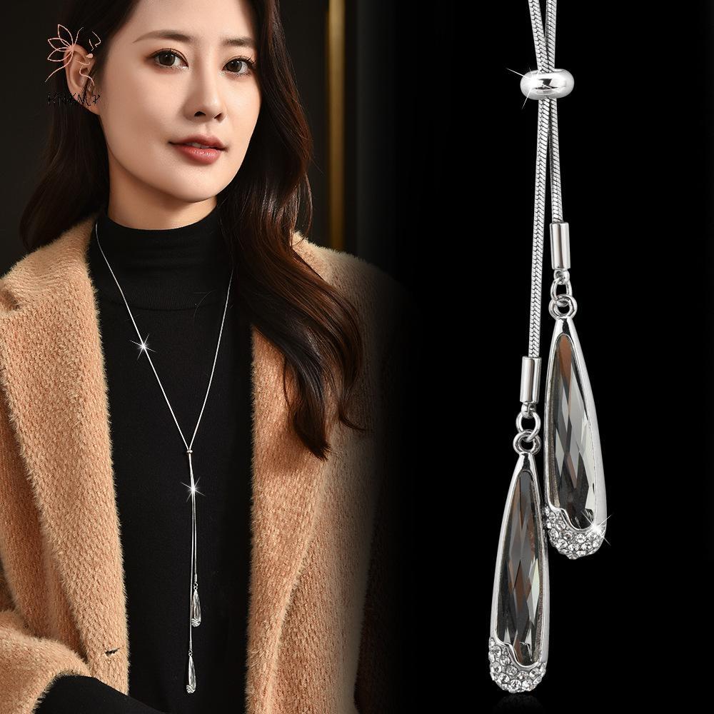 Hồ Necklace Pha LêVintage - Áo Len Dây Chuyền Thời Trang Giọt Nước, Thích Hợp Cho Tiệc Cưới