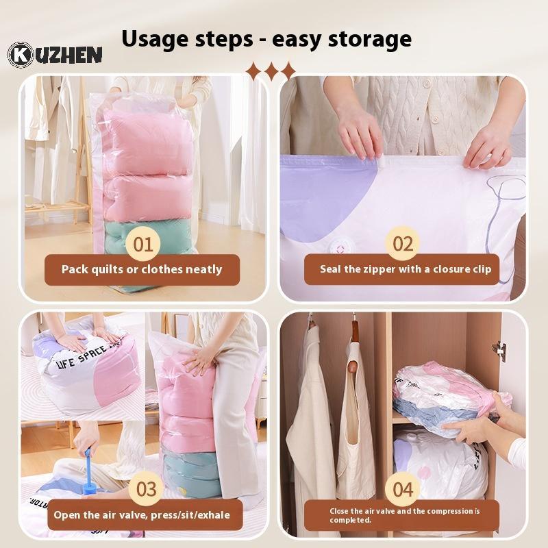 KUZHEN Không Cần Bơm Hút Chân Không Túi Nhựa Lớn Bảo Quản Quần Áo nketspression Túi Rỗng Có Phụ Kiện Du Lịch HOT