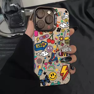 潮贴涂鸦适用于16手机壳iPhone17Air彩银壳14 13 11Pro