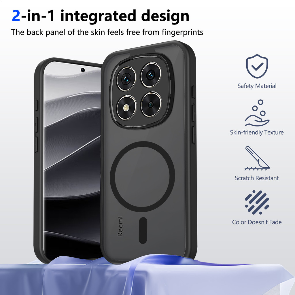 Ốp lưng Xiaomi Poco M8 Pro 5G Vỏ thu hút từ tính màu đen mờ cho Ốp điện thoại Xiaomi Poco M8 5G
