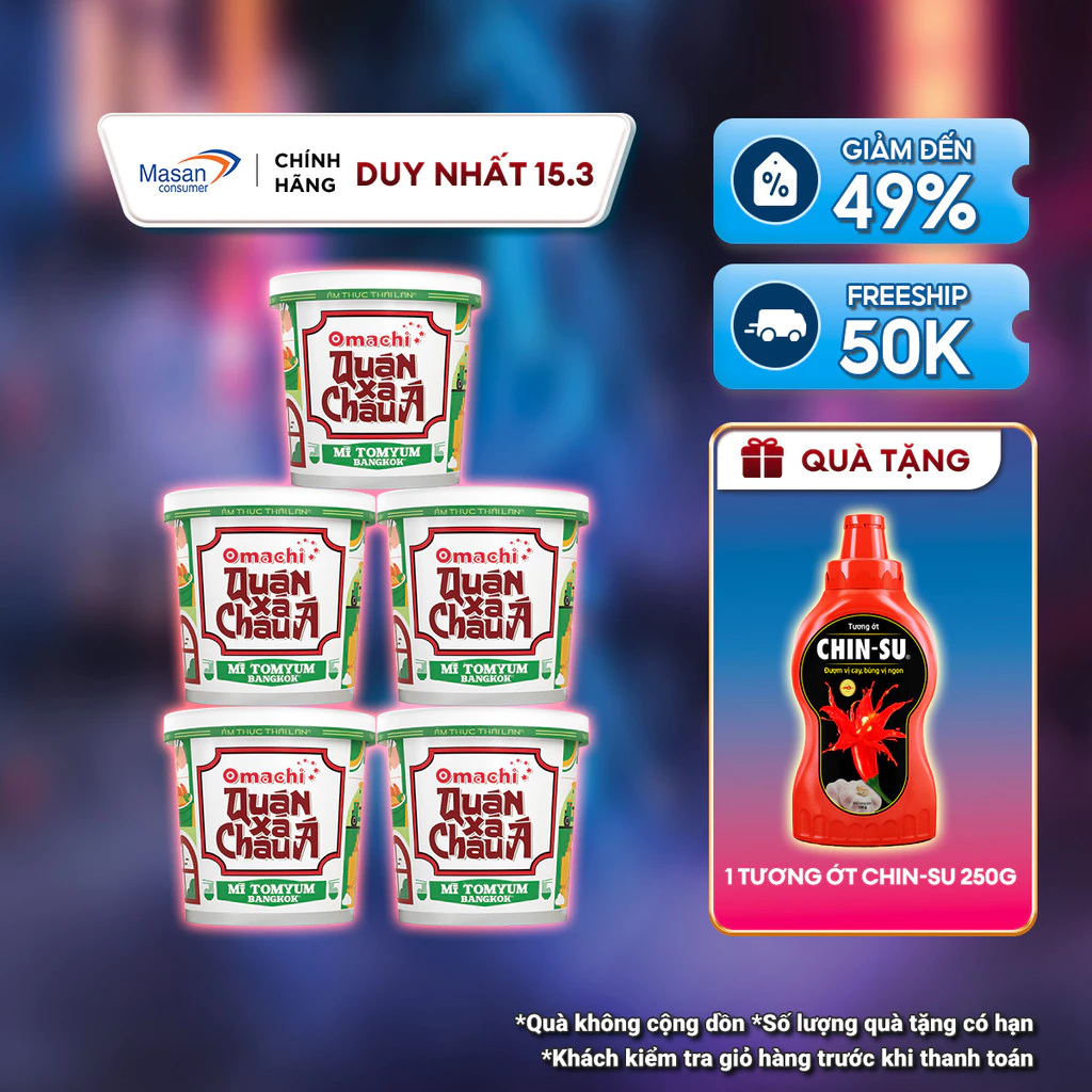 [Chọn món] Combo 5 Hộp Mì Omachi Quán Xá Châu Á