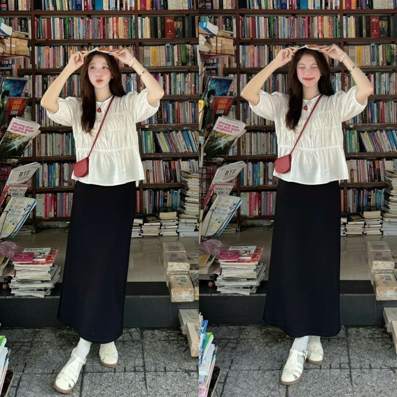 Chân Váy Đen Dáng Dài Form Midi Co Dãn (ẢNH THẬT) Kenco clothing Sài Gòn M888