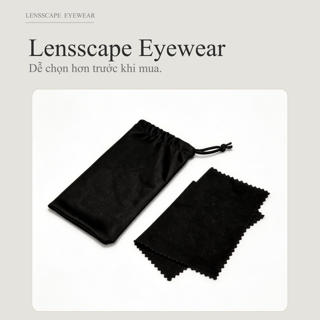 LENSSCAPE-Combo hộp kính gập + khăn lau kính + túi đựng kính – hộp đựng kính gọn nhẹ, cứng cáp, chống va đập, có móc carabiner treo ba lô