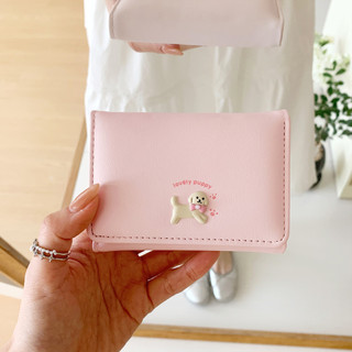 Da PU Dễ Thương In Hình Chó Nữ Ví Khóa Có Thể Gập Lại Nhiều Thẻ Ví Đựng Tiền Mặt Tiện Lợi