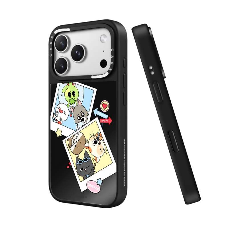 CASECASE X BBNEXDO Polariod Ốp lưng màu đen & mảnh Gương hút từ tính iPhone cho iPhone 17 Air 16 15 14 13 12 Pro Max Plus Ốp lưng cứng có hộp khắc logo