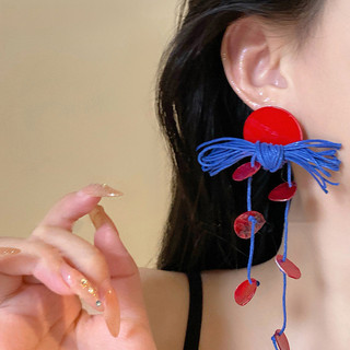 Klein Xanh Hoa Đĩa Tua Rua Bông Tai - Phong Cách Quốc Gia, Nhẹ Và Sang Trọng