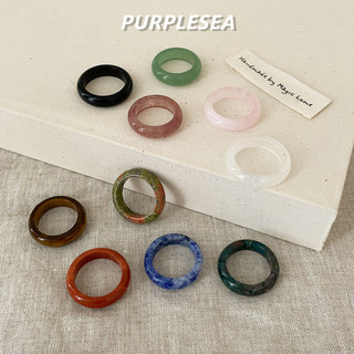 Nhẫn đá pha lê nhiều màu phong cách Hàn Quốc, thiết kế handmade, kiểu dáng đơn giản, đa năng