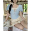 ÁO THUN CROPTOP PHỐI BÈO TRƯỚC CỘT NƠ H66033