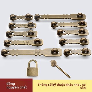 Khóa cửa đồng nguyên chất cổ, chốt bu lông chắc chắn cho cửa gỗ, kiểu dáng truyền thống