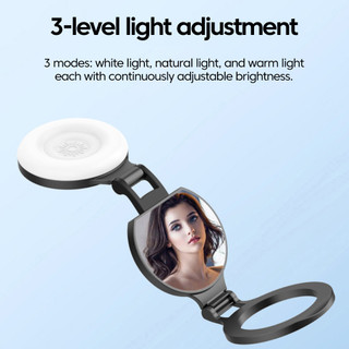 Vòng Selfie từ tính có thể gập lại Elough Mini lấp đầy ánh sáng 3 chế độ có đèn gương phổ biến cho điện thoại thông minh