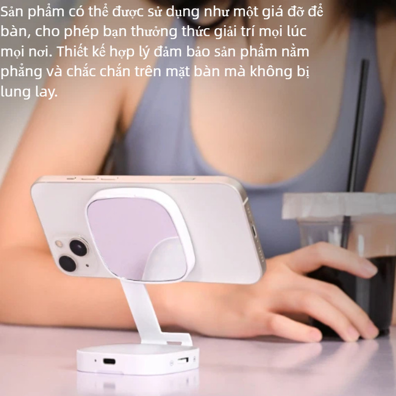 Đèn Selfie Từ Tính Kèm Gương 48LED CRI Cao Pin 850mAh Sạc Type-C Điều chỉnh sáng/màu Gắn MagSafe