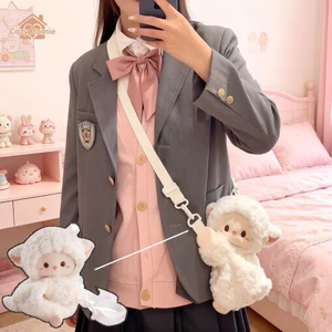 Túi đeo chéo hình cừu con chất liệu nhung mềm mại thiết kế 3D dễ thương đa năng đeo vai chéo cho