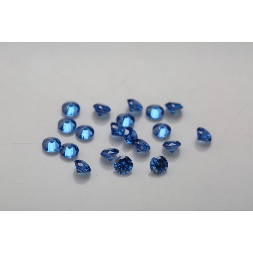 200 Cắt đá CZ Xanh Tròn 1.0mm ~ 3.0mm cho DIY Trang Sức