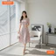 Đầm thiết kế BEMINE cổ tròn in hoa dáng chữ A xếp ly phù hợp đi làm, đi chơi-B474