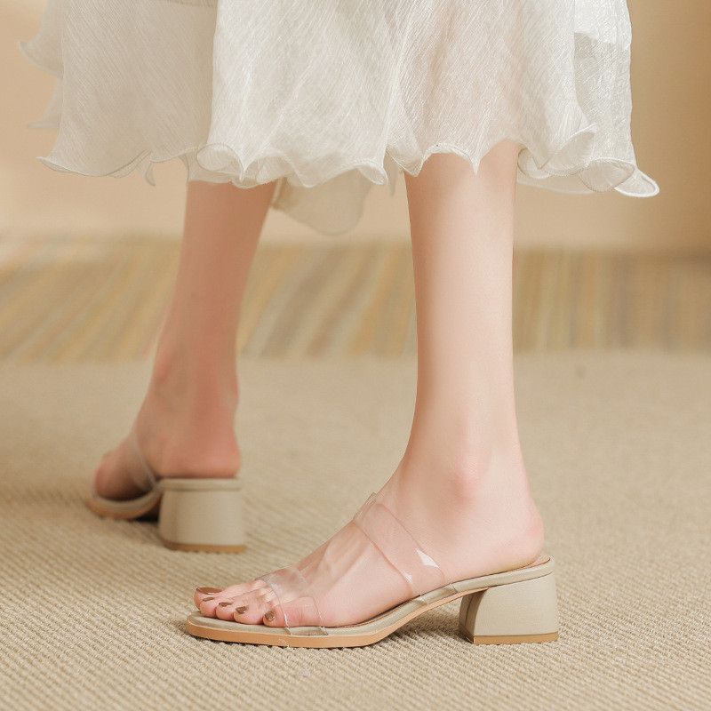 Size Lớn 34-43 Dép Trong Suốt Nữ Da Cừu Dây Đeo Phẳng Mở Ngón Chân Dày Mùa Hè Cổ Tích Phong Cách Chân Rộng Béo Chân Thoải Mái 4DH8