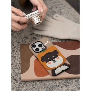 Ốp điện thoại hình chú chó con màu cam 2 trong 1 Apple 17 / 16 iPhone 15 Pro Max Phim mới 14 / 13 Sáng tạo 12 / 11 Pro Max 7 / 8 Plus Vỏ điện thoại bóng hai lớp