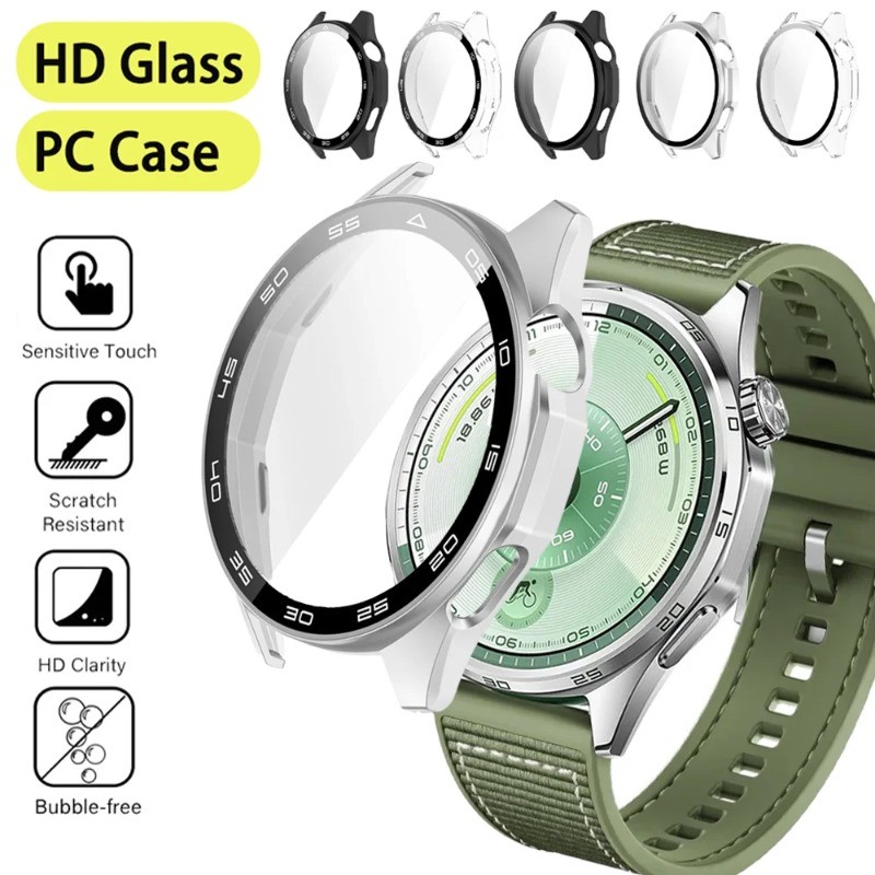 Ốp Đồng Hồ Cho Huawei Watch GT6 PC Case + Kính Cường Lực Bảo Vệ Màn Hình Cho Huawei GT 6 46mm Với Vỏ Cứng Ốp Lưng Khung