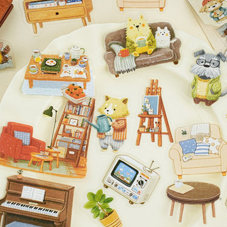 ENWEI 15 Cái [Dòng thì thầm cư trú] Hồng Dreamy Slumber Ấm áp Fuzzy Ôm Nhãn dán PET Tạp chí Trang trí Collage Scrapbooking Đồ dùng