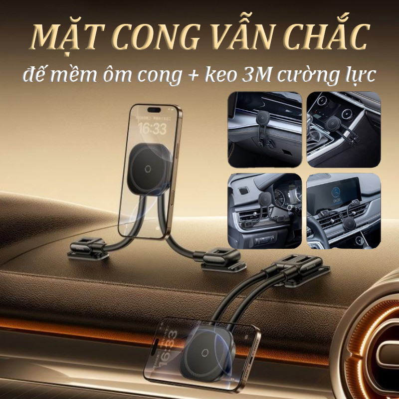 Giá đỡ điện thoại từ tính cho xe hơi: đế gắn thông minh, linh hoạt mọi vị trí, tương thích đa dòng xe